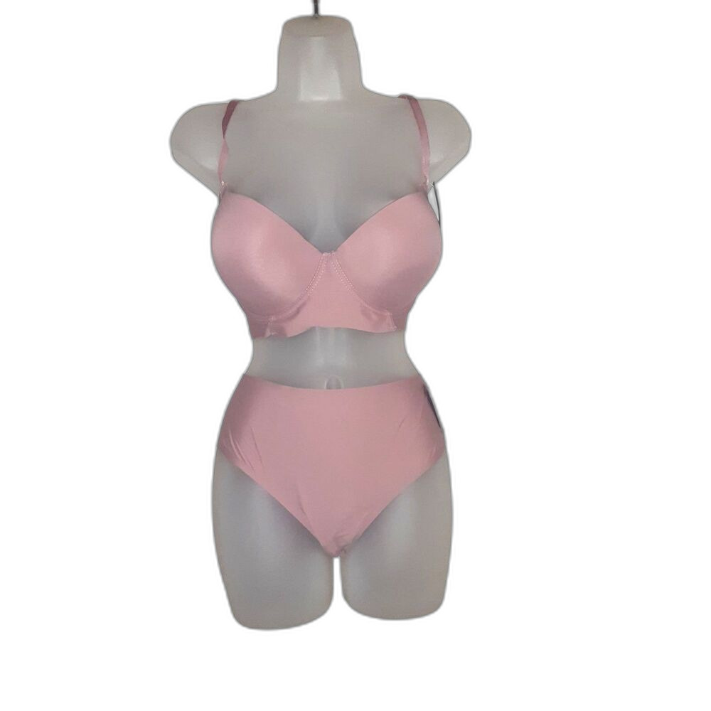 Youmita 38C Ash Rose Seamless Pushup Bra and Seamless Laser Cut Hipster NWT